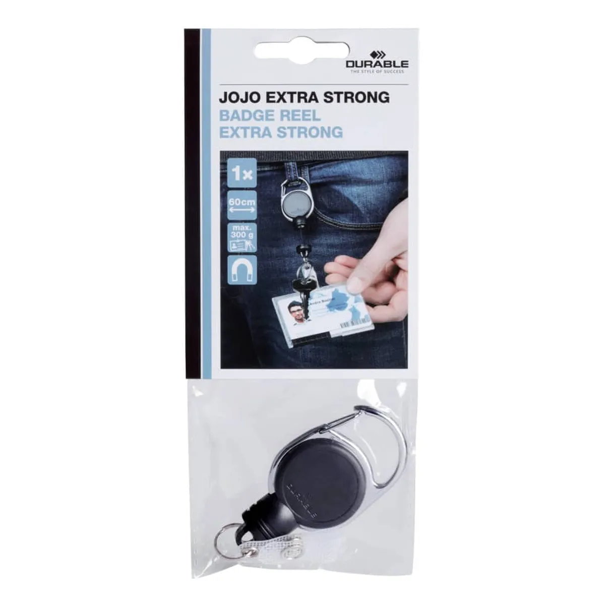 Durable Ausweishalter JOJO EXTRA STRONG - Aufrollmechanismus ca. 60 cm, schwarz