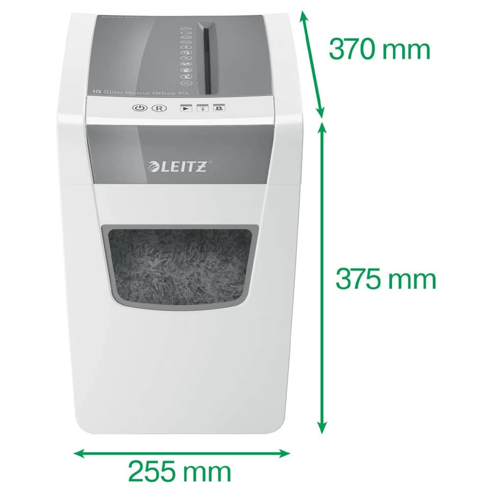 Leitz Aktenvernichter IQ Slim Home Office - Partikelschnitt P4, 10 Blatt, weiß