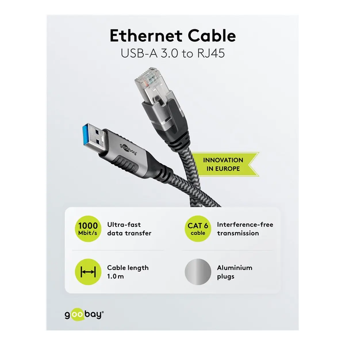Goobay Ethernet-Kabel USB-A 3.0 auf RJ45, 1 m