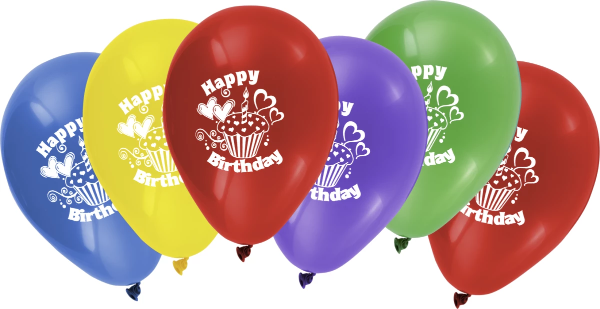 Luftballons, Happy Birthday, 6er Beutel