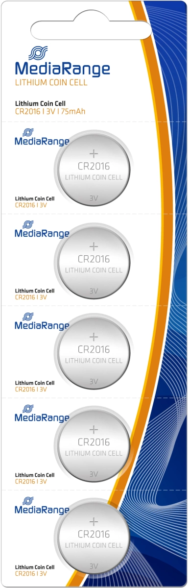 MediaRange Knopfzelle 'CR2016', 3V, 5 Stück