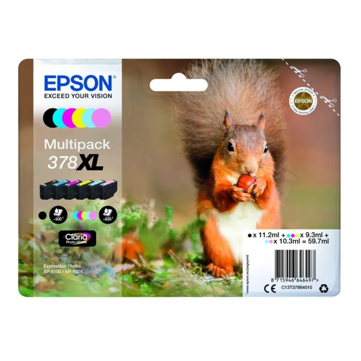 Druckerpatronen MultiPack Epson 378XL schwarz cyan magenta gelb 59,7 ml (C13T37984010)