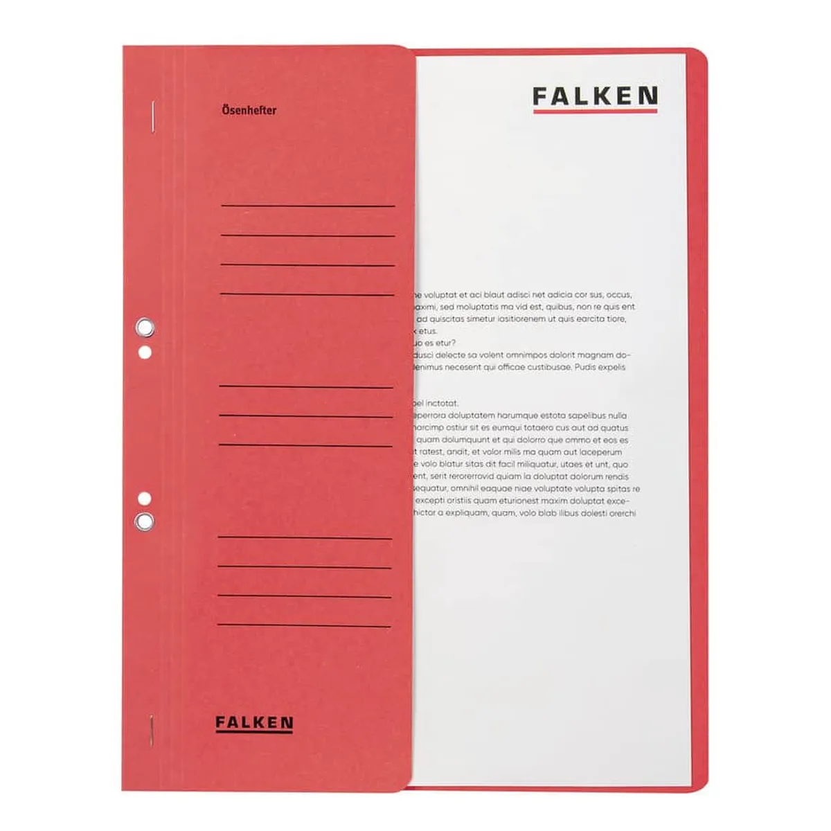 Falken Ösenhefter - A4 1/2 Vorderdeckel kfm. Heftung, rot, Manilakarton, 250 g/qm