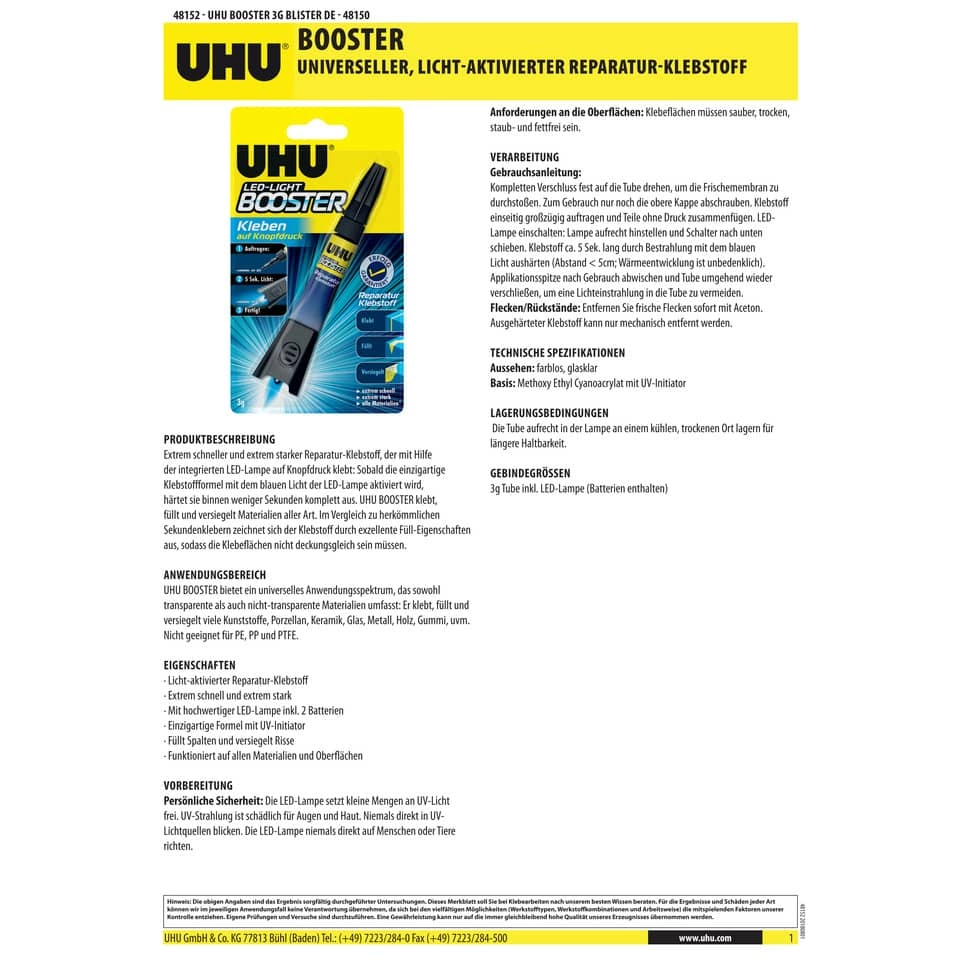 UHU Sekundenkleber LED-LIGHT BOOSTER Gel - 3 g