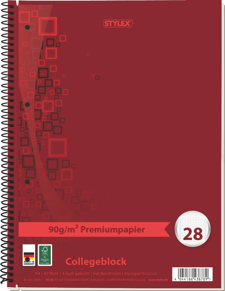 Stylex Collegeblock Premium, DIN A4 kariert