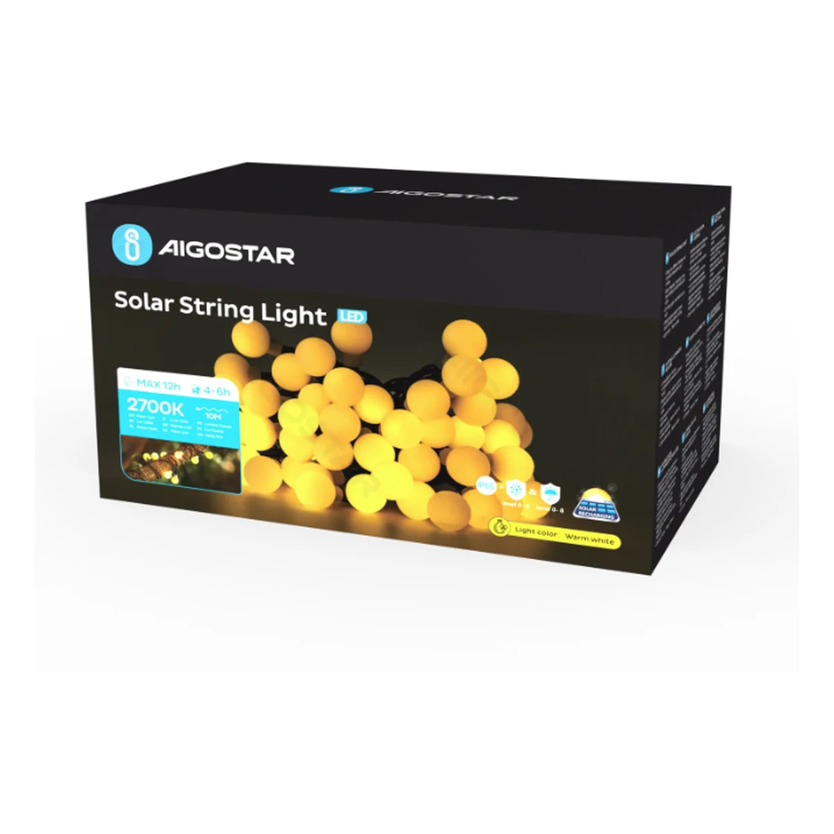 Aigostar LED Solar Lichterkette 10m, warm-weiß