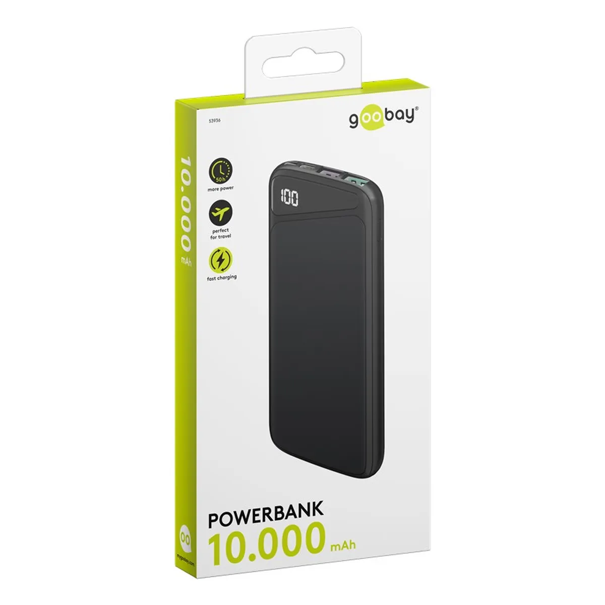 Goobay Schnelllade-Powerbank 10.000 mAh (USB-C™ PD, QC 3.0)