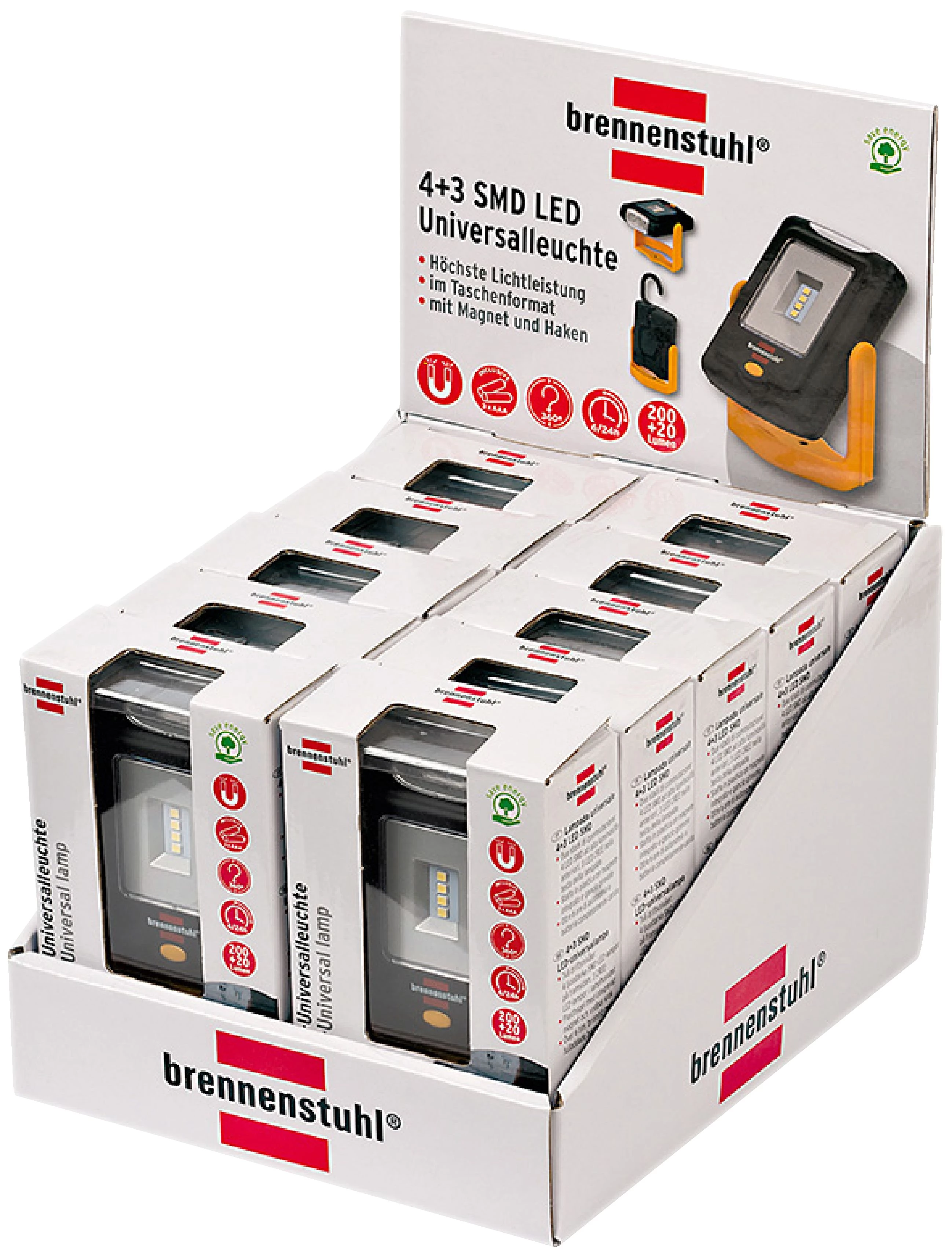 Brennenstuhl 4+3 SMD LED-Arbeitsleuchte im praktischen Taschenformat - Brennestuhl
