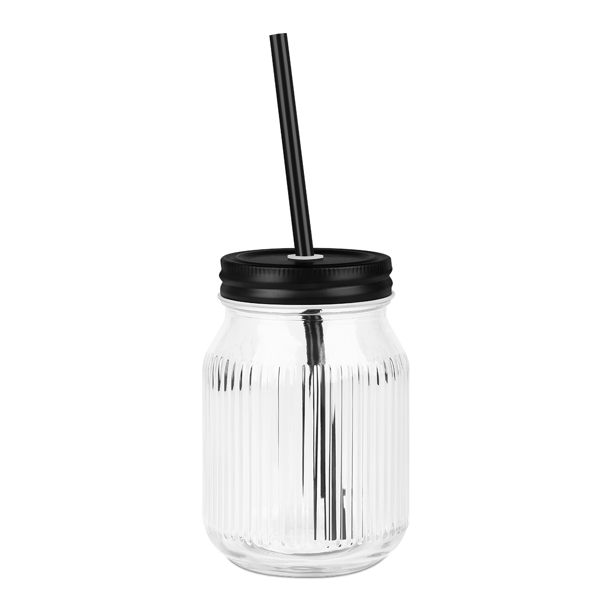 Trinkglas mit Schraubdeckel & Strohhalm 0,45 Ltr.