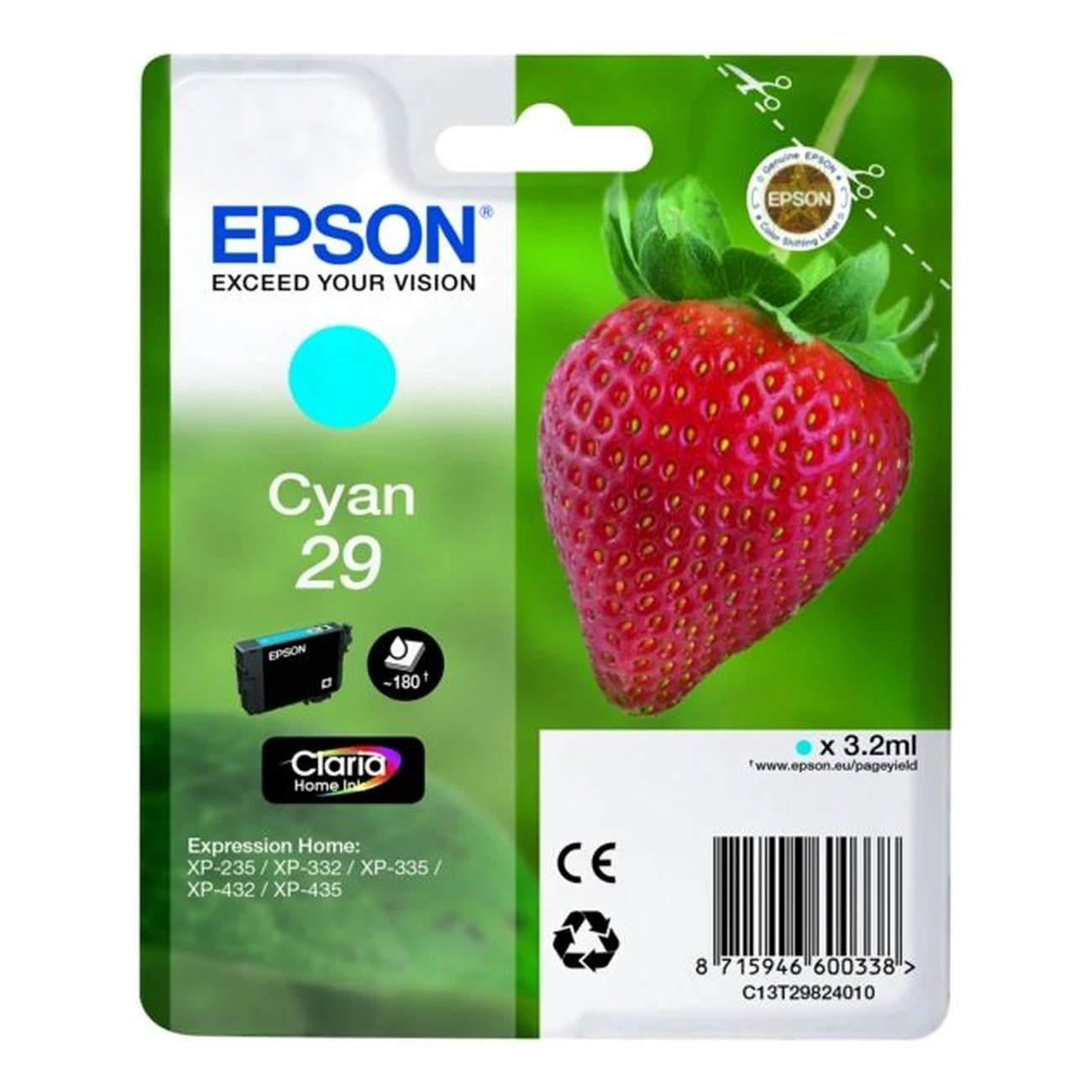 Druckerpatrone Epson 29 cyan 3,2 ml | 180 Seiten (C13T29824010)