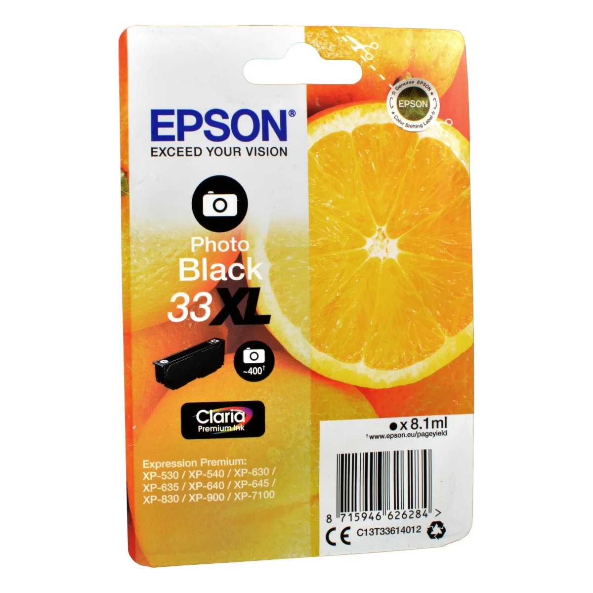 Epson 33XL Druckerpatrone foto schwarz 8,1 ml | 400 Seiten (C13T33614010)