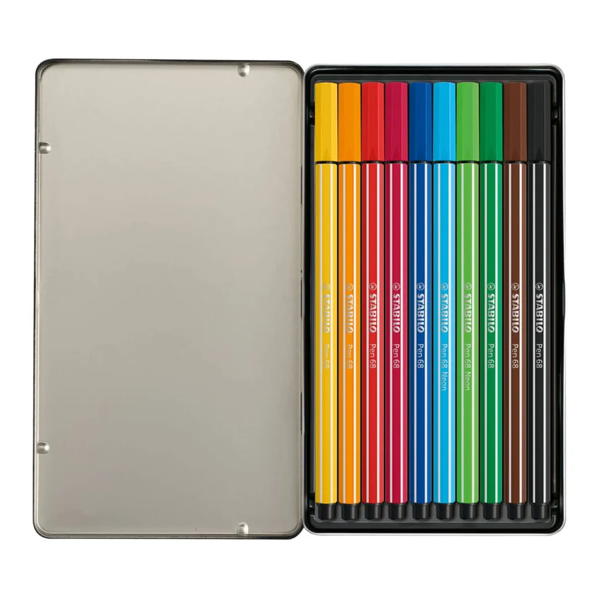 STABILO® Premium-Filzstift - Pen 68 - 10er Metalletui - mit 10 verschieden Farben