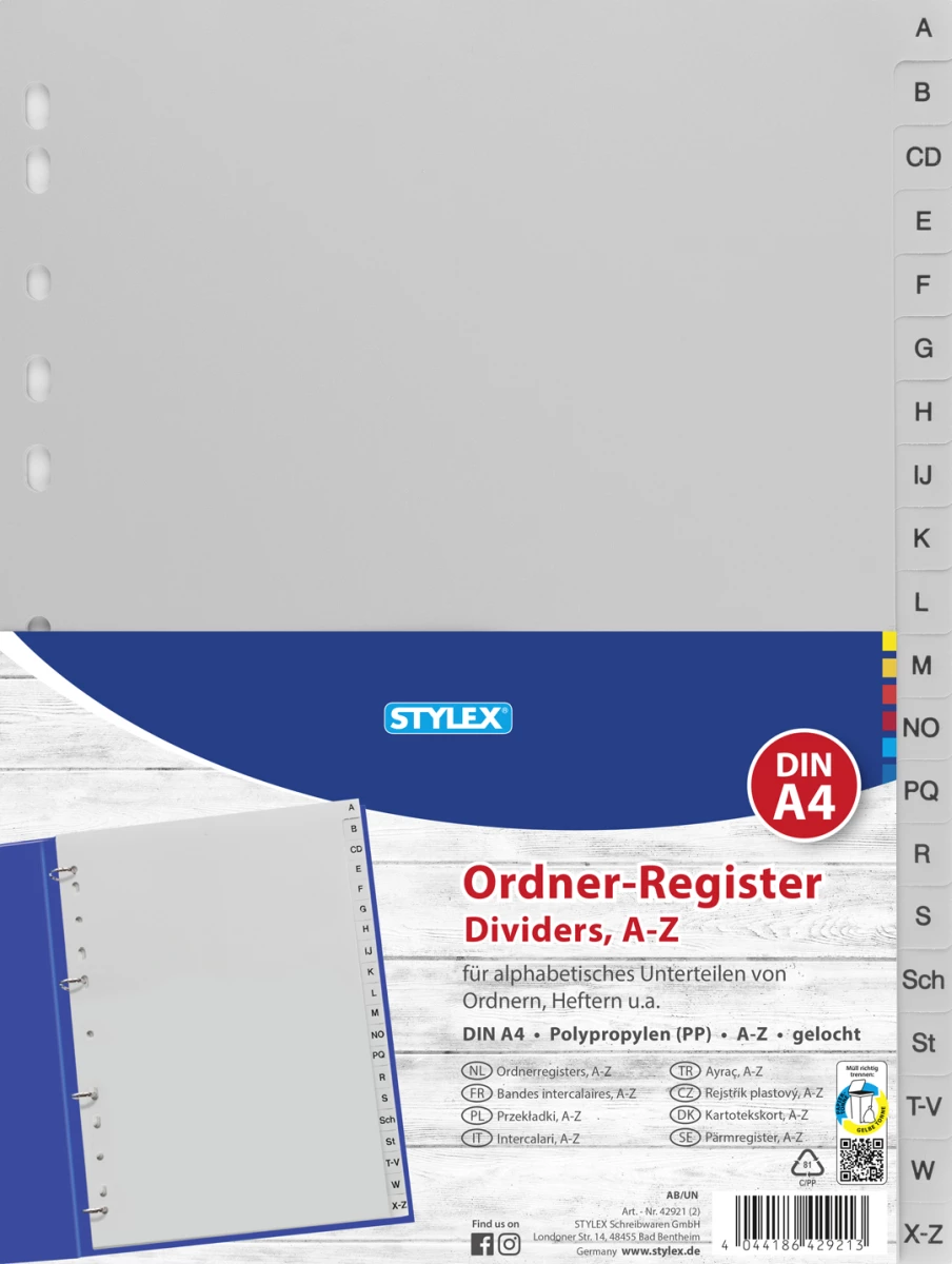 Stylex Ordner-Register, DIN A4, A - Z