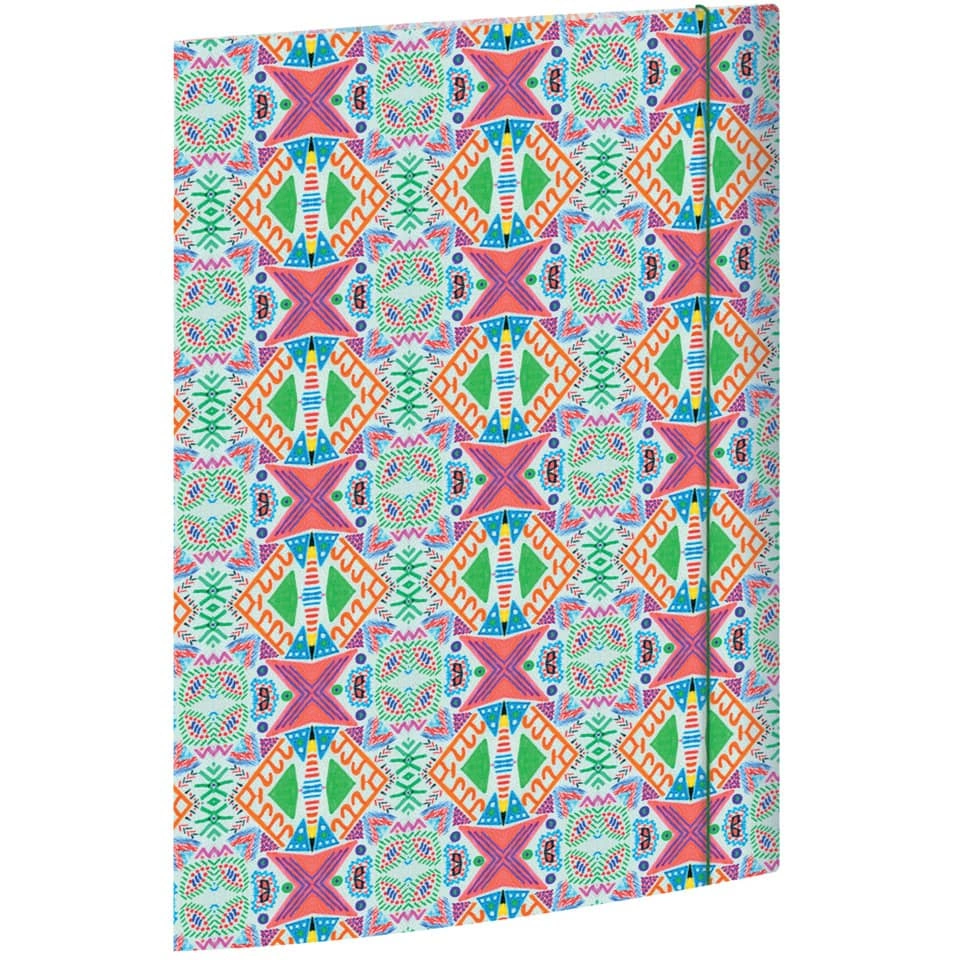 Zeichenmappe Boho - A4, 3 Klappen mit Gummizug, Karton