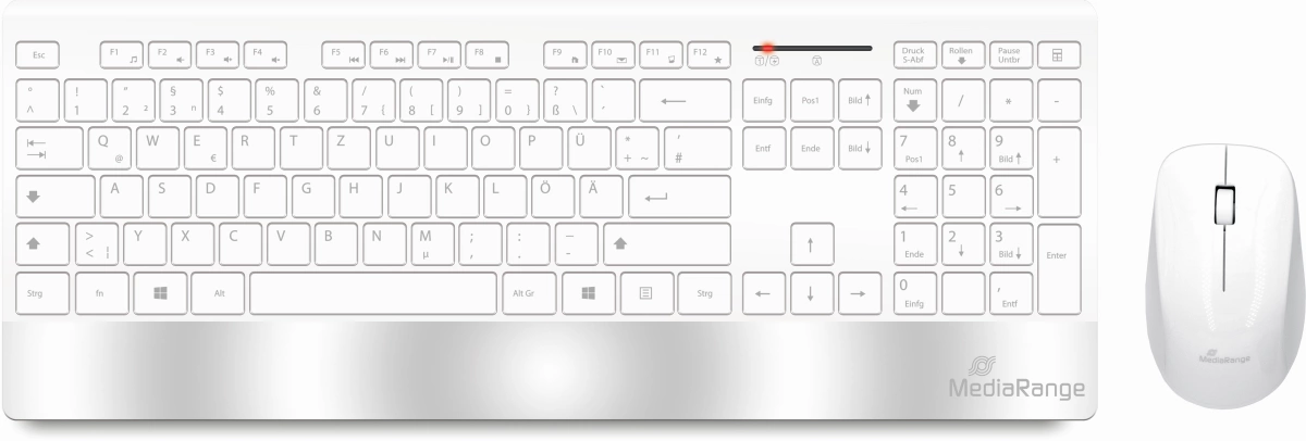 MediaRange Funk-Tastatur- und Maus-Set, Highline Serie, QWERTZ, weiß/silber