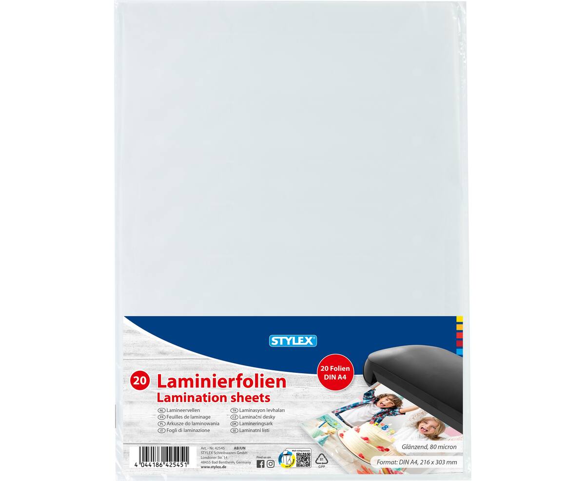 Laminierfolie, A4, 20 Blatt