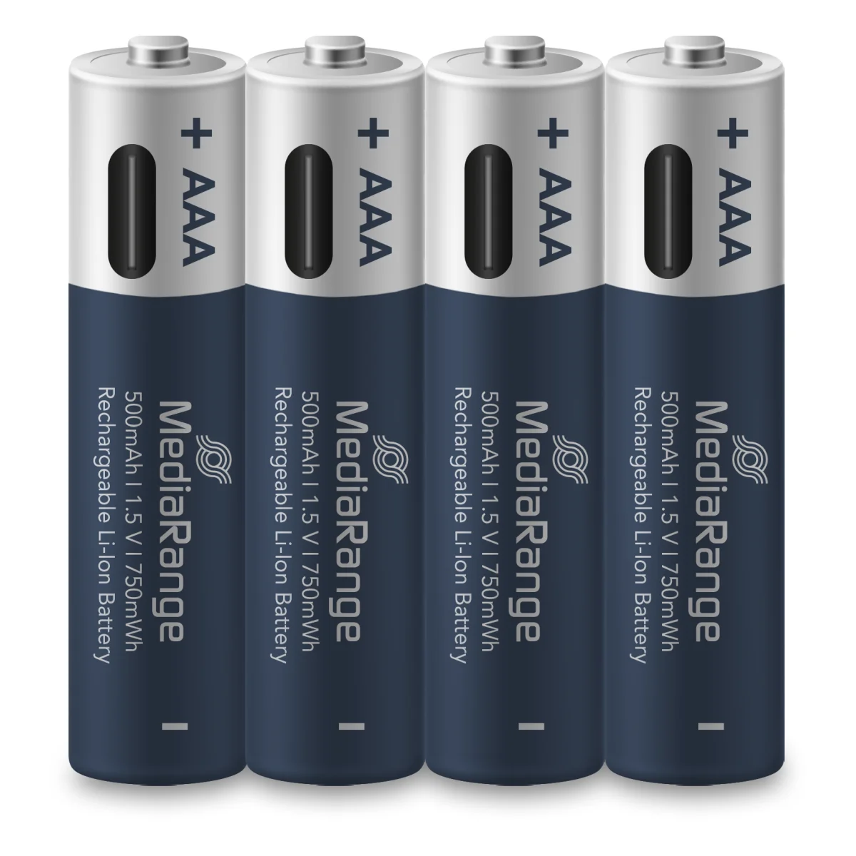 MediaRange wiederaufladbare USB-C Li-Ion Batterien, Micro AAA I 1.5V I 500mAh, 4-Pack