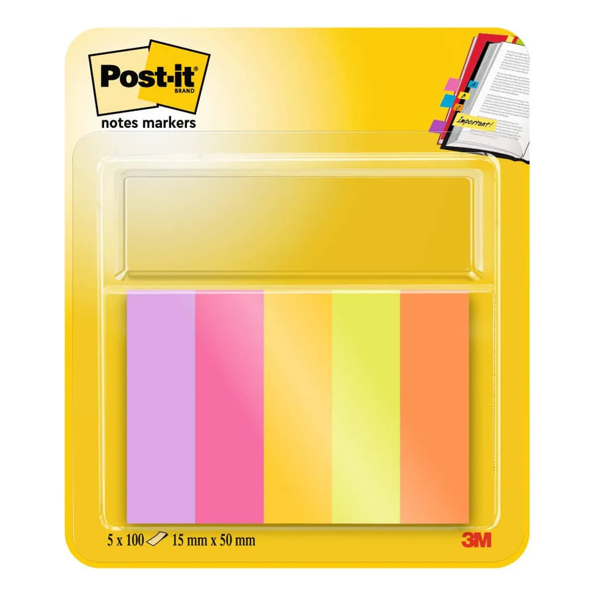 POST-IT Page Marker - 15 x 50 mm, sortiert, 5 x 50 Streifen