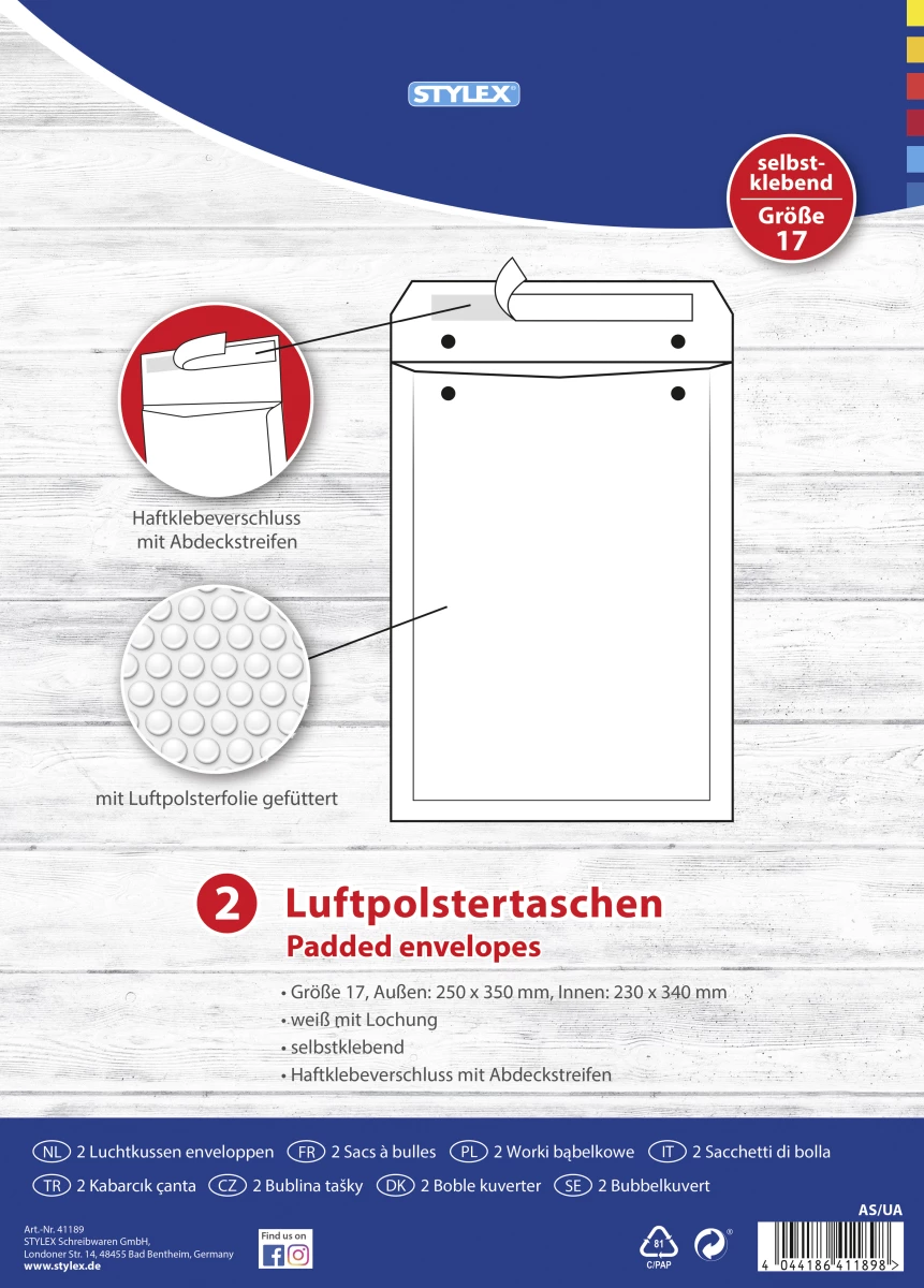 Stylex Luftpolstertaschen, Gr.17, 2 Stück