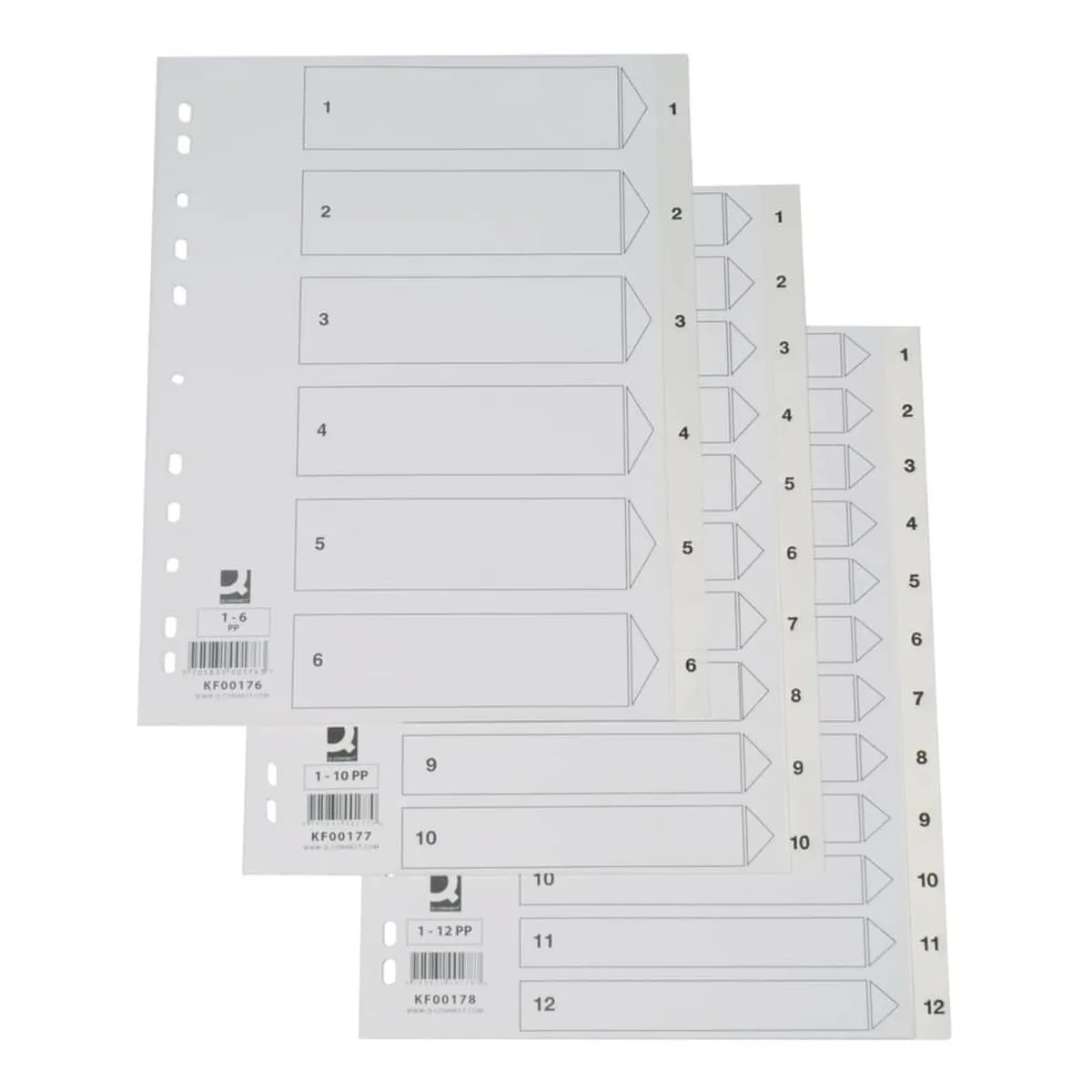 Q-Connect Zahlenregister - 1 - 12, PP, A4, 12 Blatt, weiß 