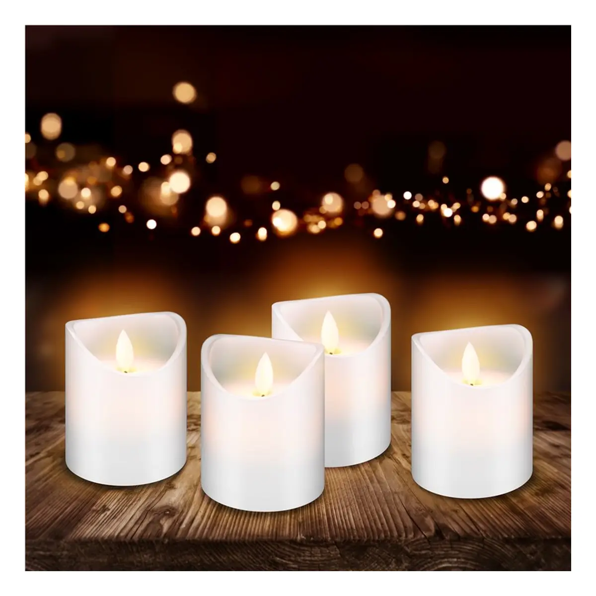 Goobay 4er-Set LED-Echtwachskerzen, weiß