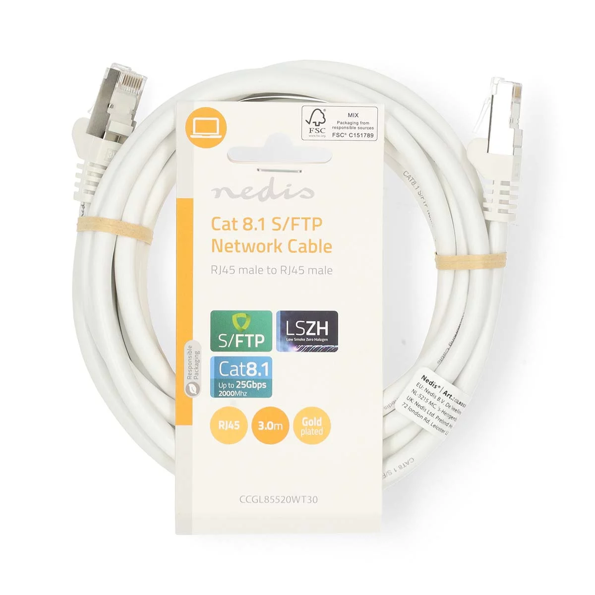 Nedis Cat 8.1 Netzwerkkabel weiß 3m