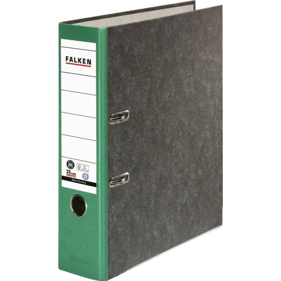 FALKEN Recycling-Wolkenmarmor-Ordner A4, grüner Rücken 80mm