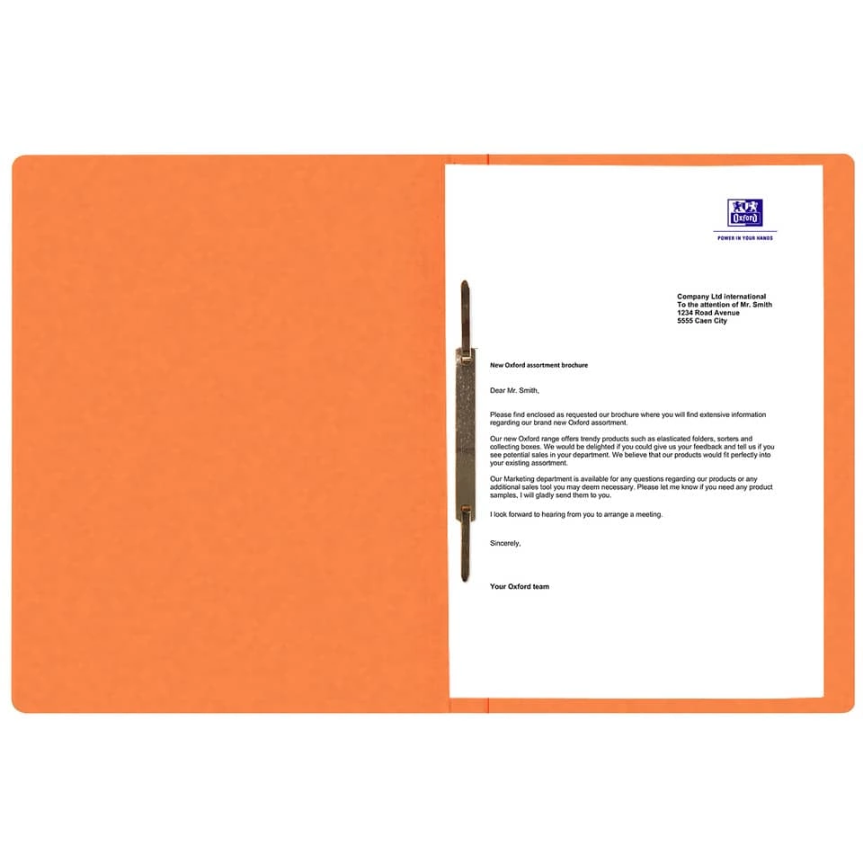 OXFORD Schnellhefter TOP FILE+ - A4, Karton 390g/qm, kfm. und Amtsheftung, orange