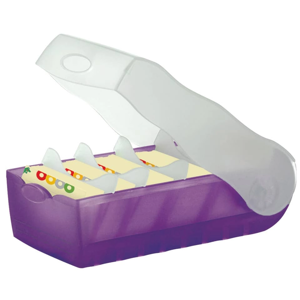 HAN Karteibox CROCO - A7 quer, für 900 Karten,  lila-transluzent