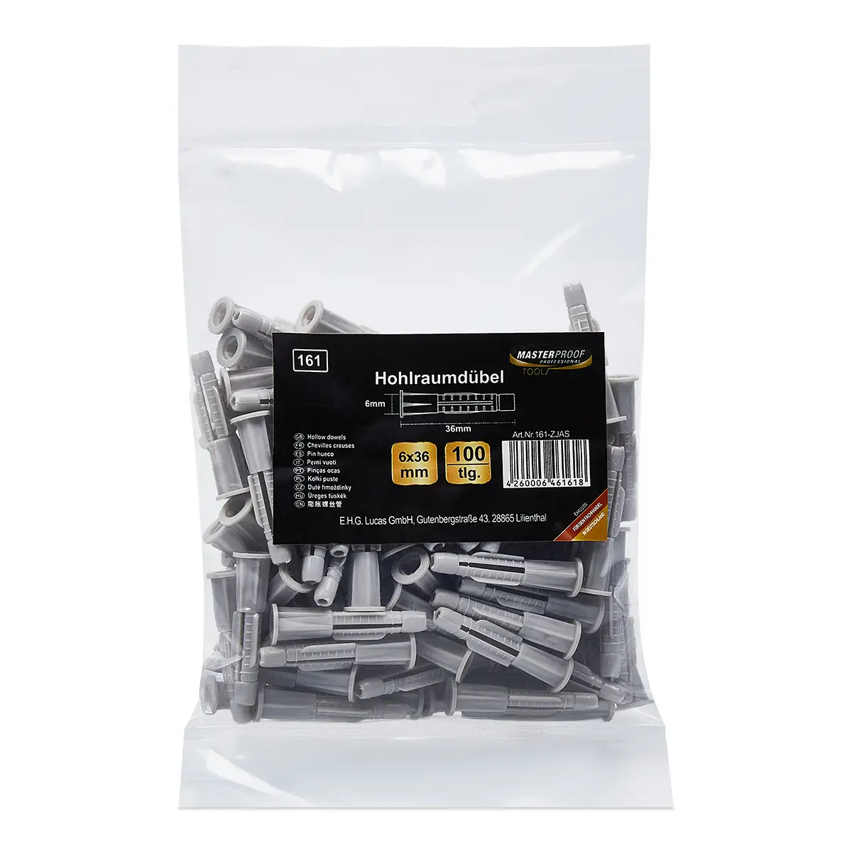 Masterproof Hohlraumdübel, 6mm, 100-teilig