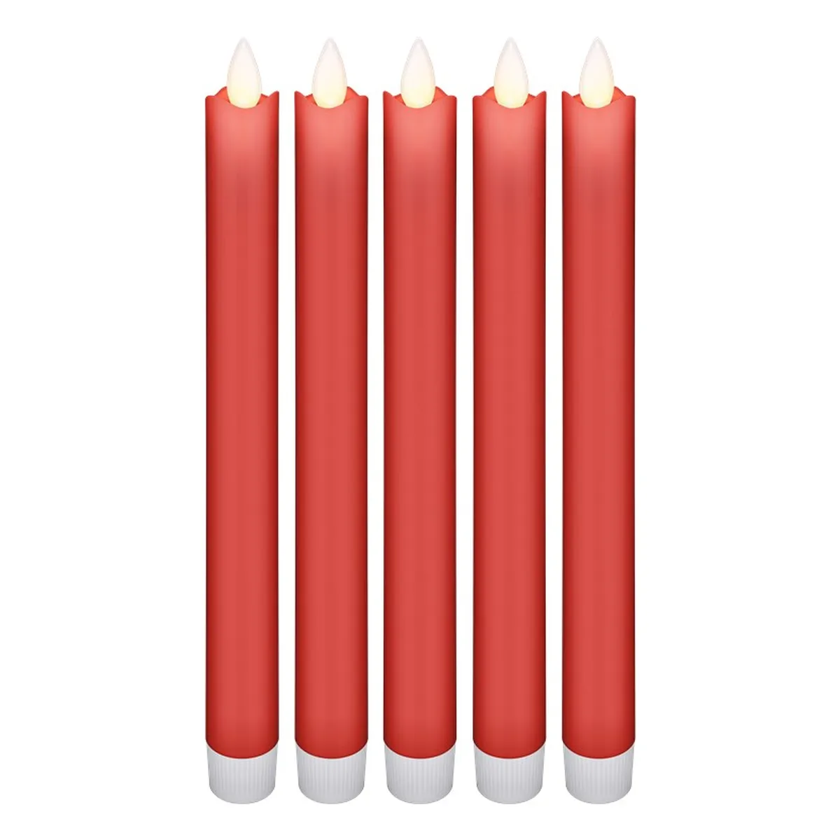 Goobay 5er-Set rote LED-Echtwachs-Stabkerzen, inkl. Fernbedienung