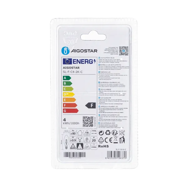 Aigostar LED FILAMENT 'Kerze', 4W, E14