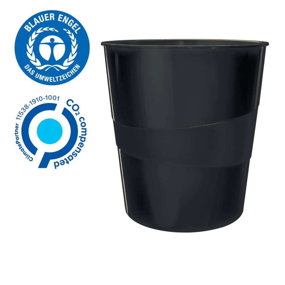 Leitz Papierkorb Recycle - 15l, PP, schwarz