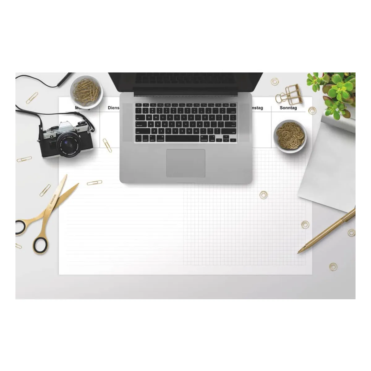 RNK Verlag Notiz-Schreibunterlage „Office - Liniert & Kariert“ - 60 x 42 cm, 30 Blatt