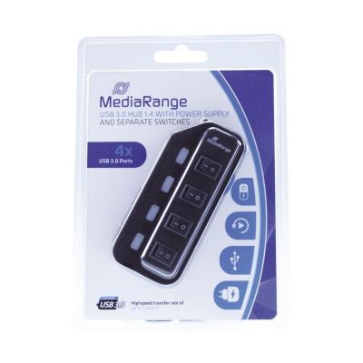 USB 3.0 Hub 1:4 mit seperaten Ein-/Aus-Schaltern und Netzteil