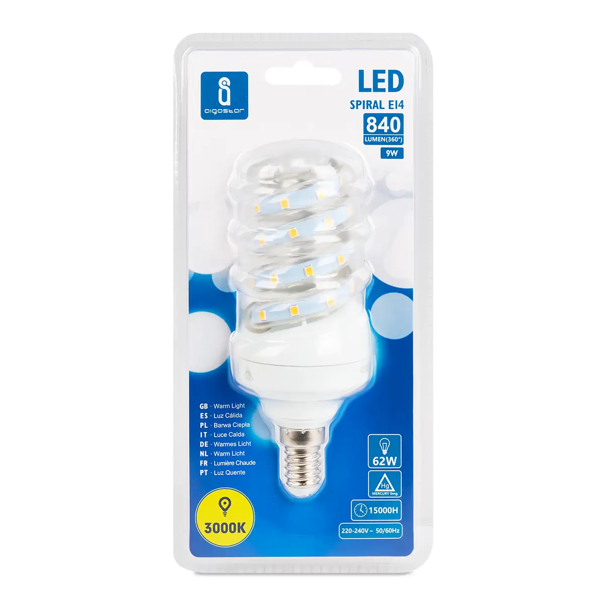 Aigostar LED 'Spirale', 9W, E14