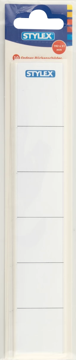 Stylex Ordner-Rückenschilder, selbstklebend, schmal, 10 Stück