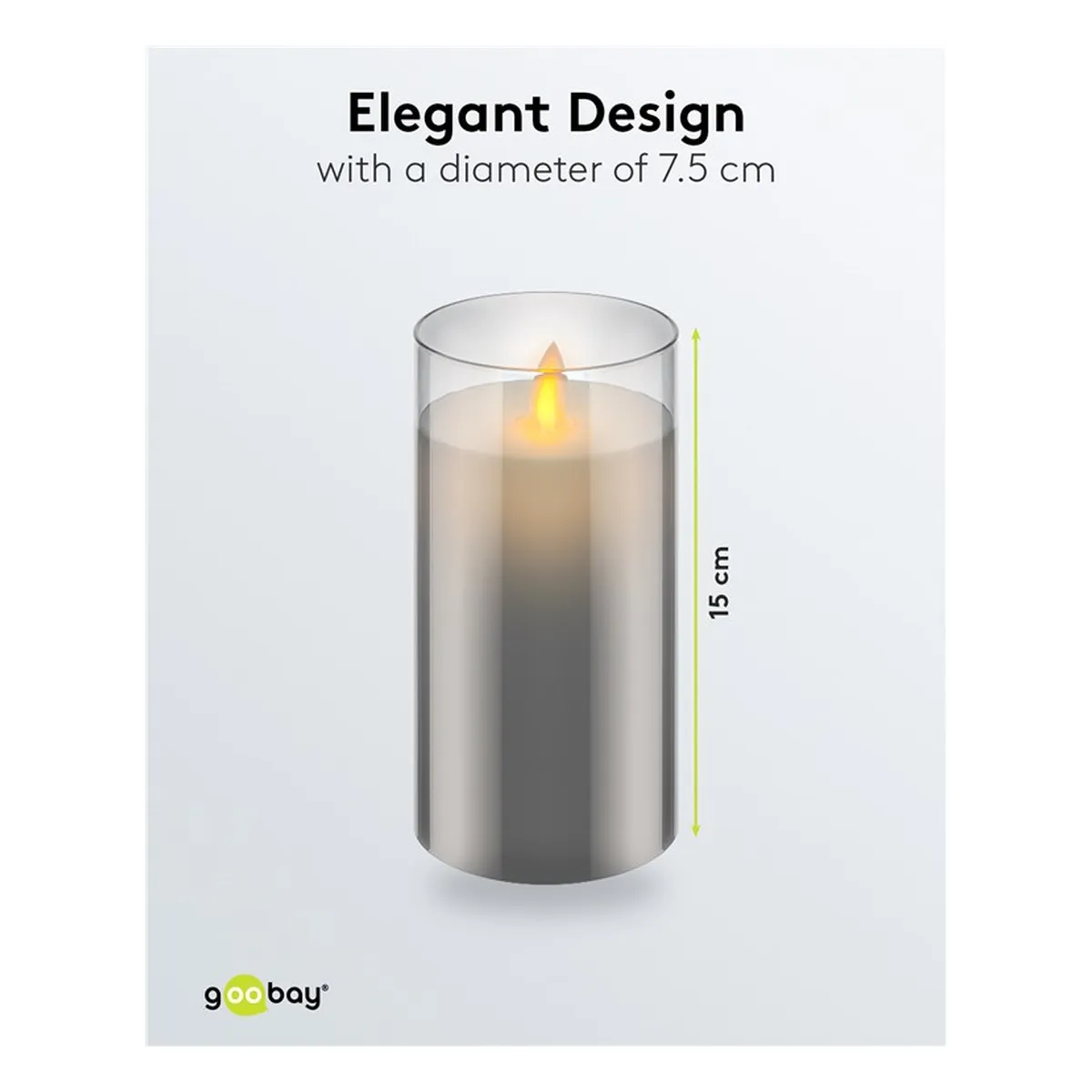 Goobay LED-Echtwachs-Kerze im Glas, 7,5 x 15 cm
