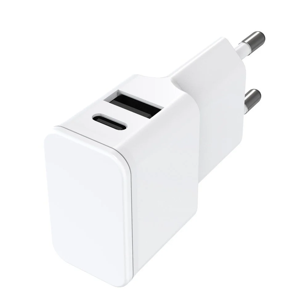 Fontastic Universal Netzteil Dubi, 1x USB-A + 1x Typ-C, 12W | 5V / 2.4A, kompaktes Design, weiß
