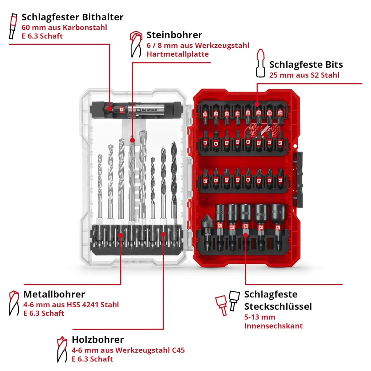 Einhell Bit- Bohrer & Steck-Set, 39tlg