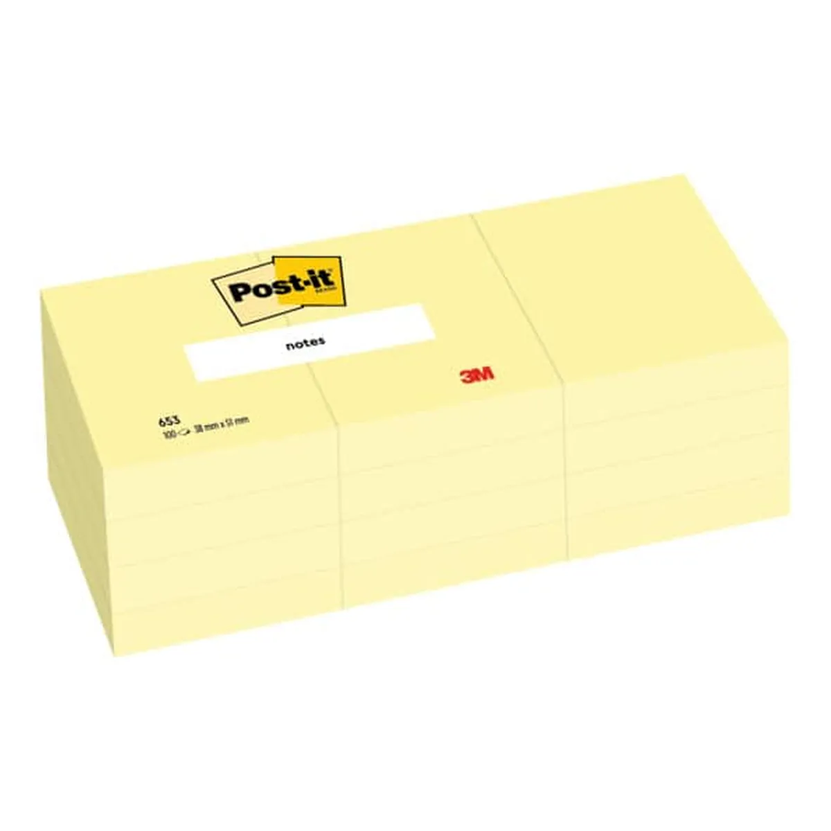 Post-it® Haftnotizblock - 38 x 51 mm, gelb, 12x 100 Blatt Karton
