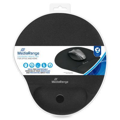 MediaRange Ergonomische Mausunterlage mit Handgelenkauflage, schwarz