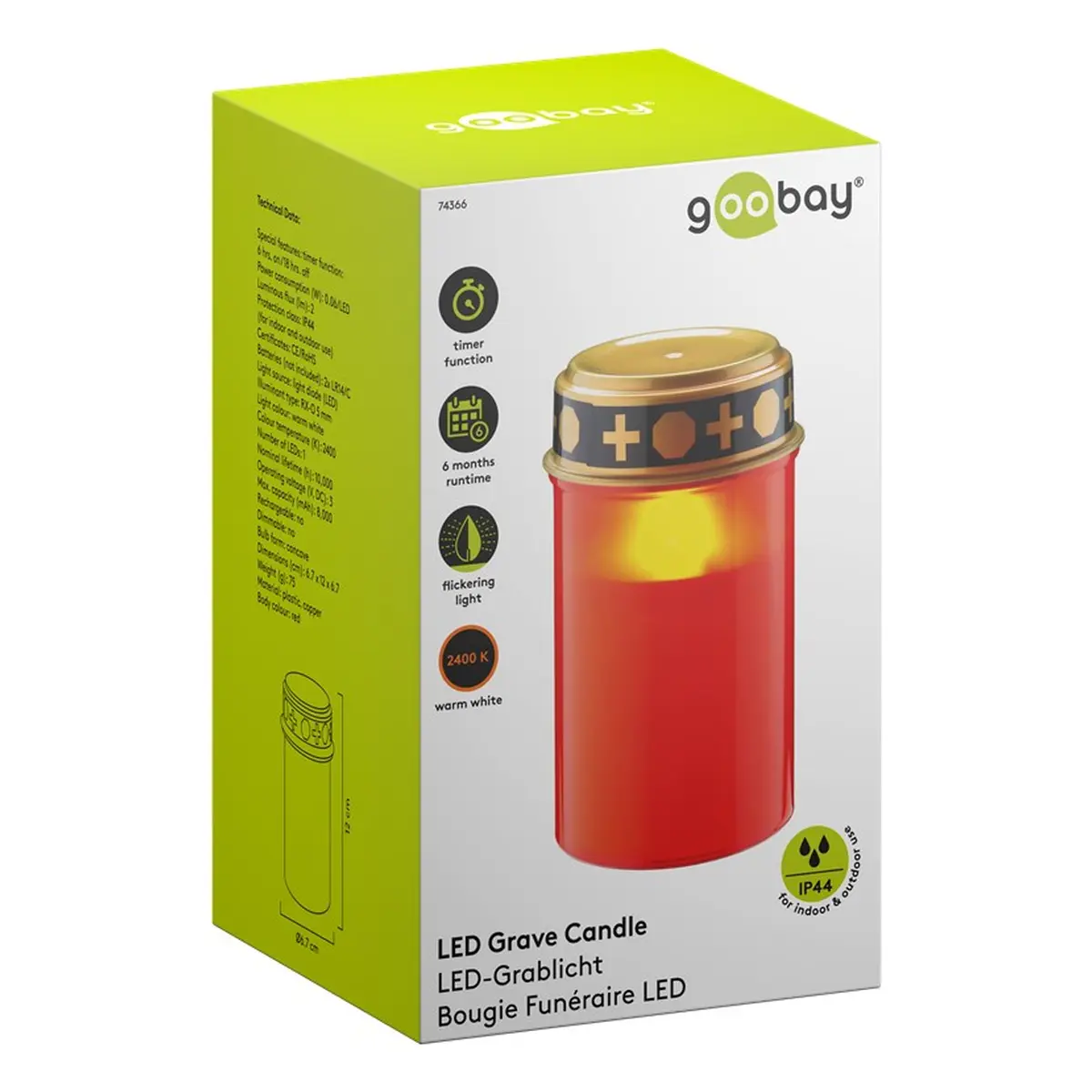 Goobay LED-Grablicht mit Timer, rot