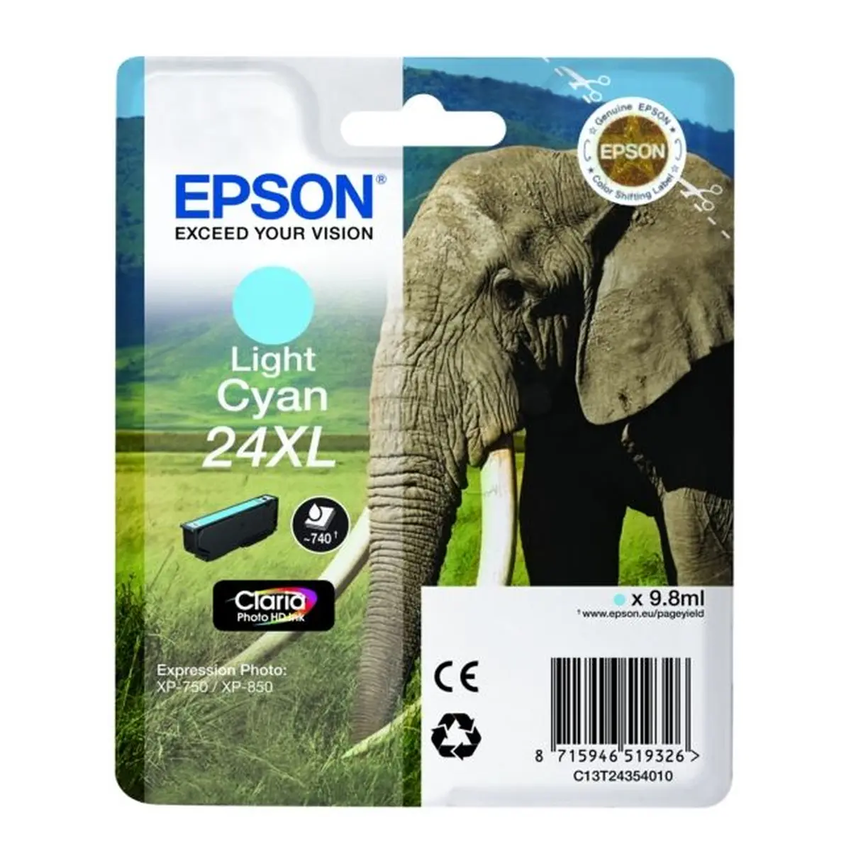 Druckerpatrone Epson 24XL cyan 9,8 ml | 500 Seiten (C13T24354012)