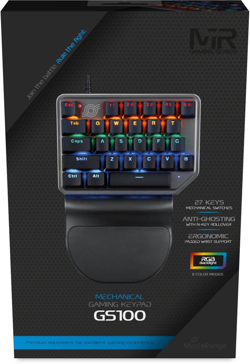 MediaRange Gaming Tastatur, 27 Tasten, 8 Farbmodi