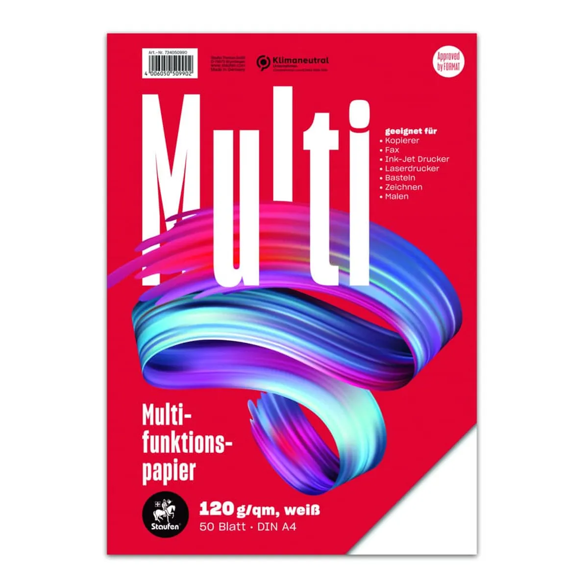 Staufen Multifunktionspapier 7X PLUS - A4, 120 g/qm, weiß, 50 Blatt