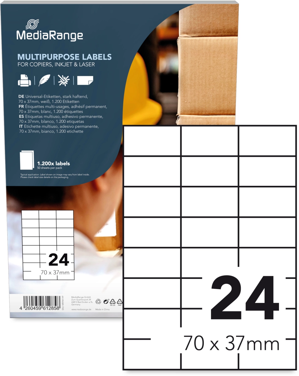 MediaRange Universal-Etiketten, 70x37 mm, 1200 Stück