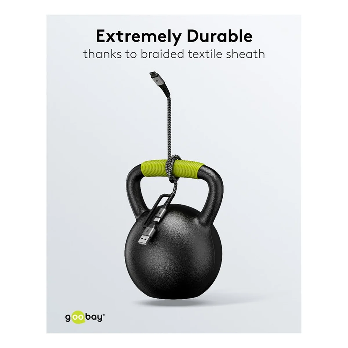 2in1 USB-Textilkabel, spacegrau/silber, 1 m