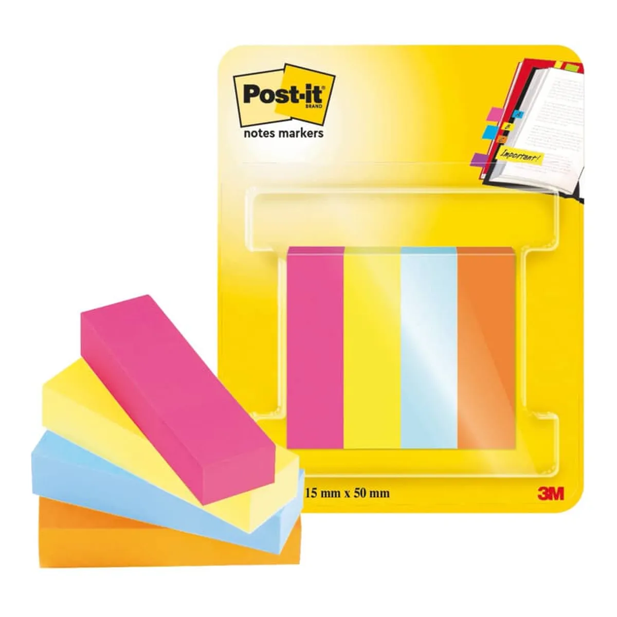 POST-IT Page Marker - 15 x 50 mm, sortiert, 4 x 50 Streifen