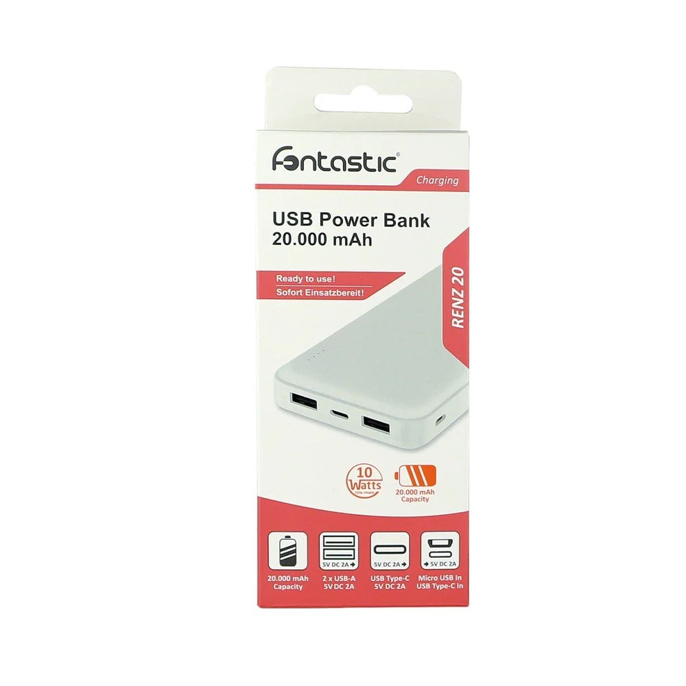 Power Bank Renz20 20.000mAh, 2x USB-A & 1x Typ-C